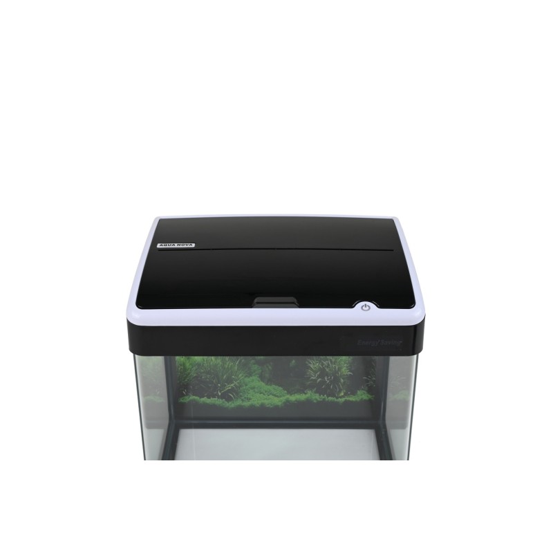 AQUA NOVA Akwarium 19L LED, gięte szkło, filtr + oświetlenie, czarne + biała ramka - 1