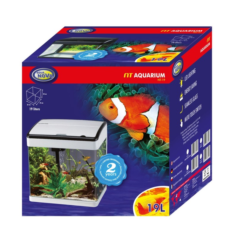 AQUA NOVA Akwarium 19L LED, gięte szkło, filtr + oświetlenie, białe + czarna ramka - 3