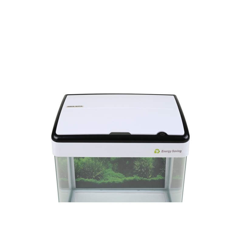 AQUA NOVA Akwarium 19L LED, gięte szkło, filtr + oświetlenie, białe + czarna ramka - 1