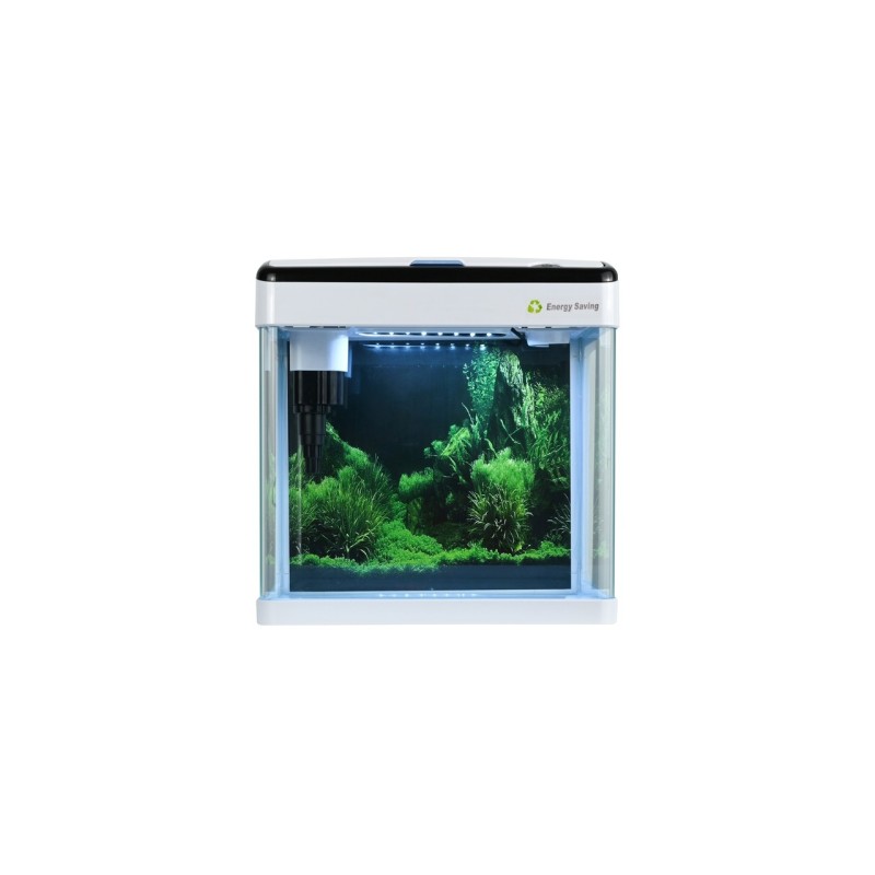 AQUA NOVA Akwarium 19L LED, gięte szkło, filtr + oświetlenie, białe + czarna ramka - 2