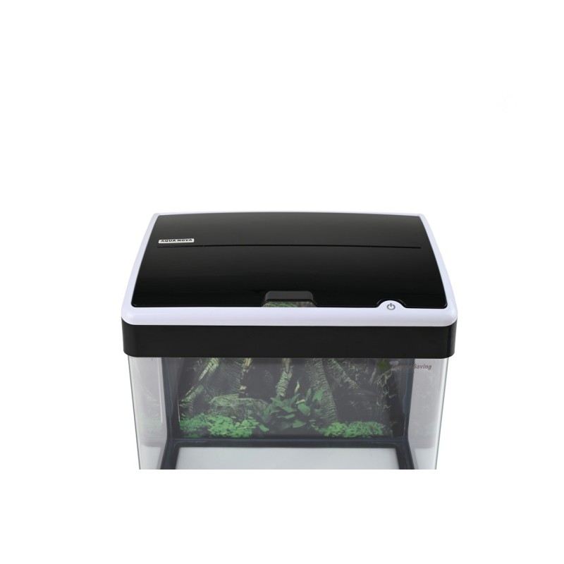 AQUA NOVA Akwarium 32L LED, gięte szkło, filtr + oświetlenie, czarne + biała ramka - 1