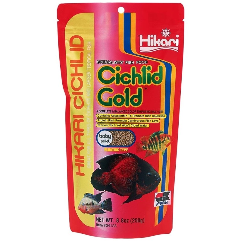 HIKARI Cichlid Gold Baby 250g (04128) - Pływający pokarm dla pielęgnic i innych ryb tropikalnych - 1
