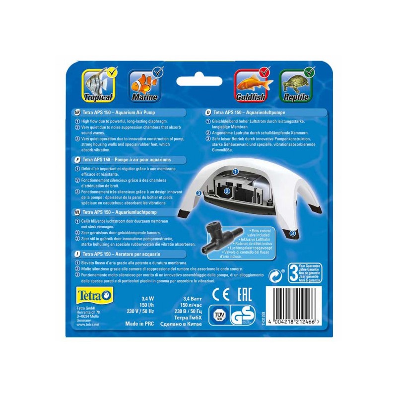 TETRA APS 150 Biała (T212466) - Pompka napowietrzająca do akwarium 80-150l - 3