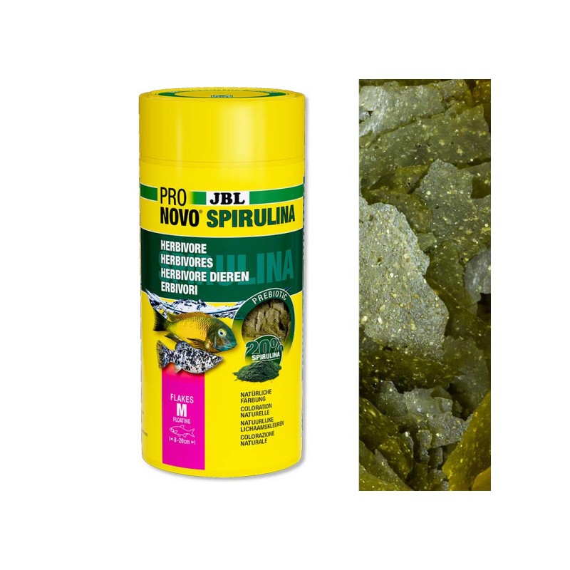 JBL PRONOVO SPIRULINA FLAKES M 250ML Pokarm w płatkach ze spiruliną dla wszystkich ryb akwariowych 8-20 cm - 4